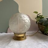 Lampe à poser vintage ronde en verre translucide - globe fleur