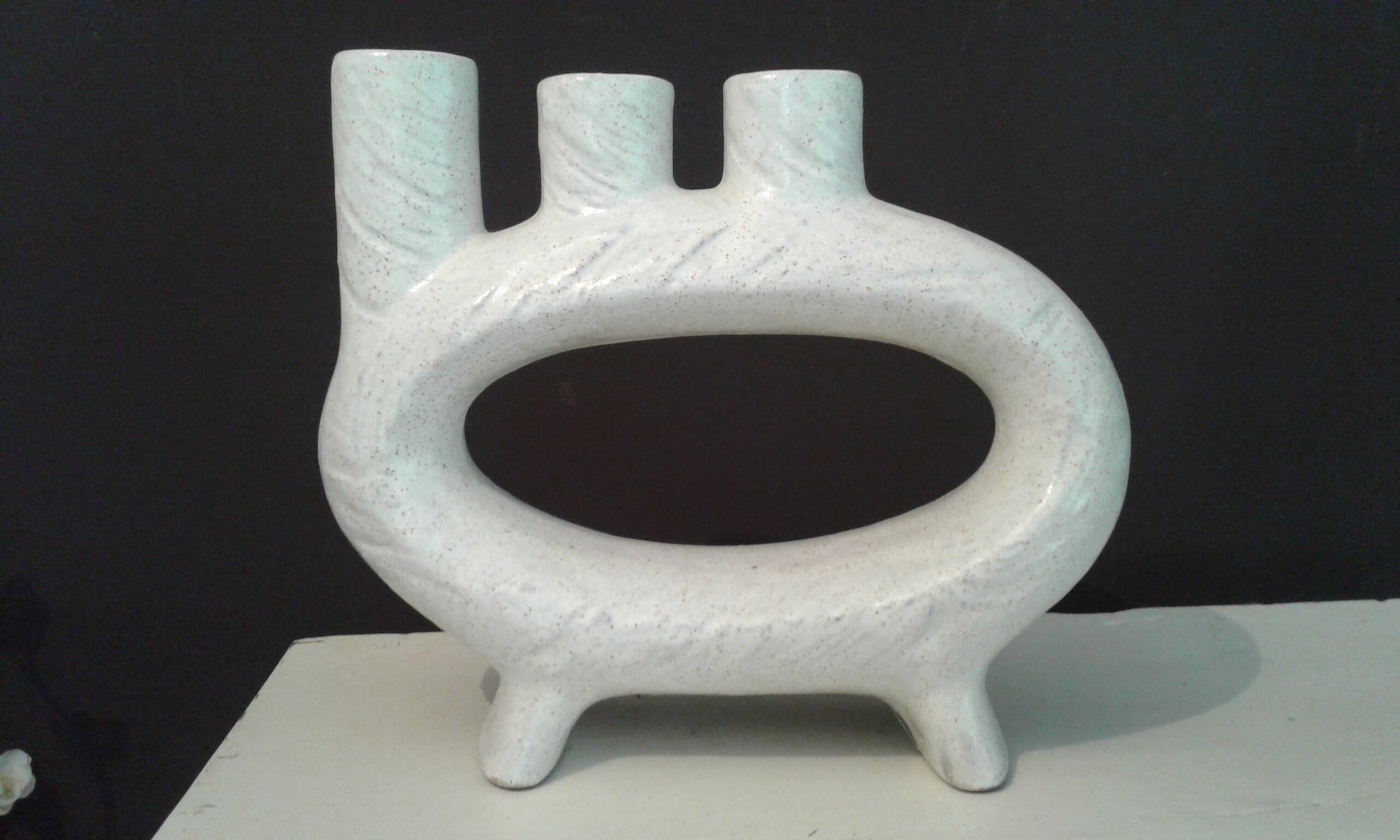 Vase anneau céramique.3 cols Japon XXème