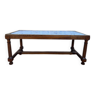 Louis XIII style solid oak coffee table with cross-shaped legs