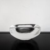 Centre de table en verre transparent lourd Orrefors Suède années 1960