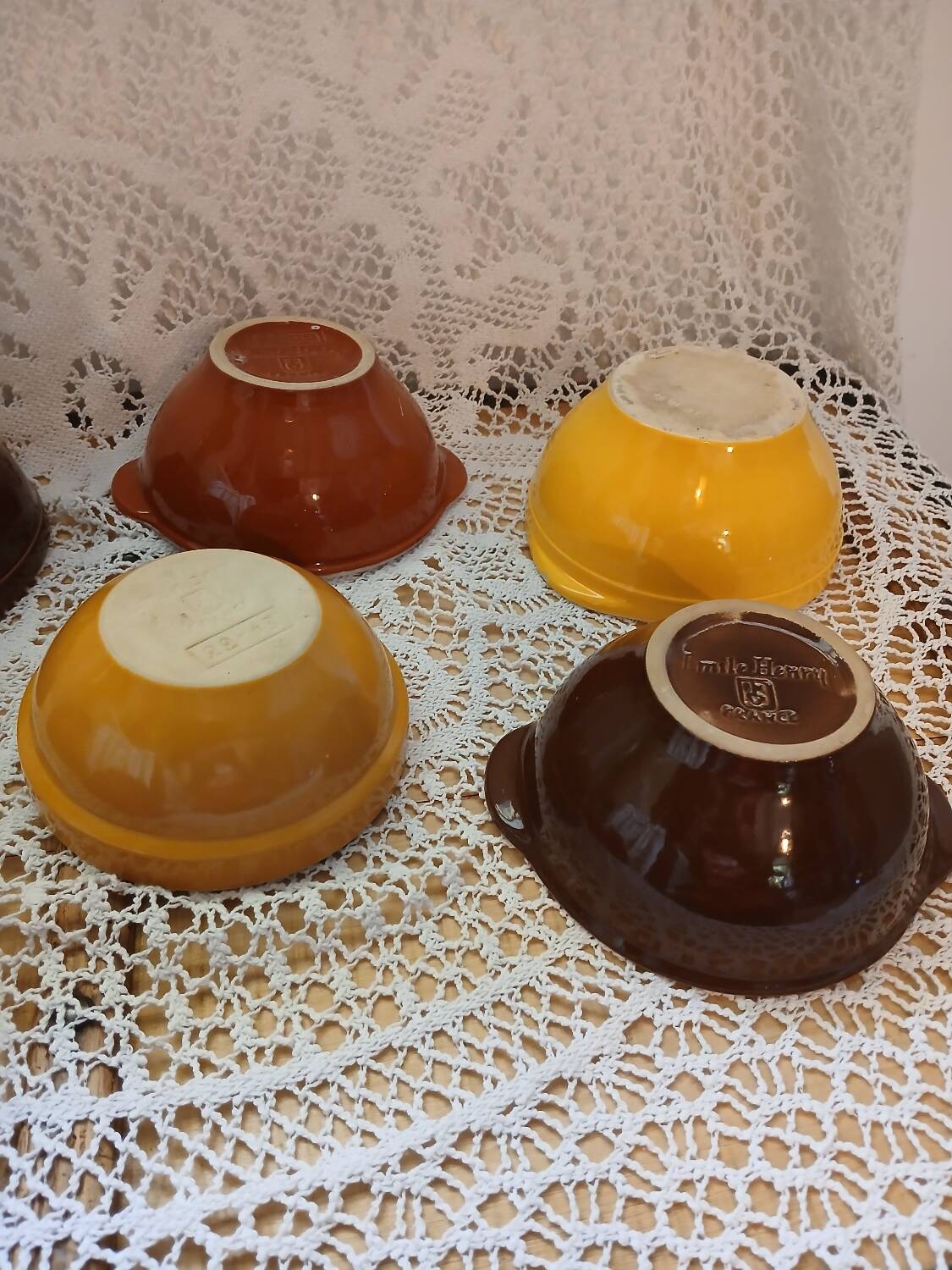 7 antique Émile Henry bowls