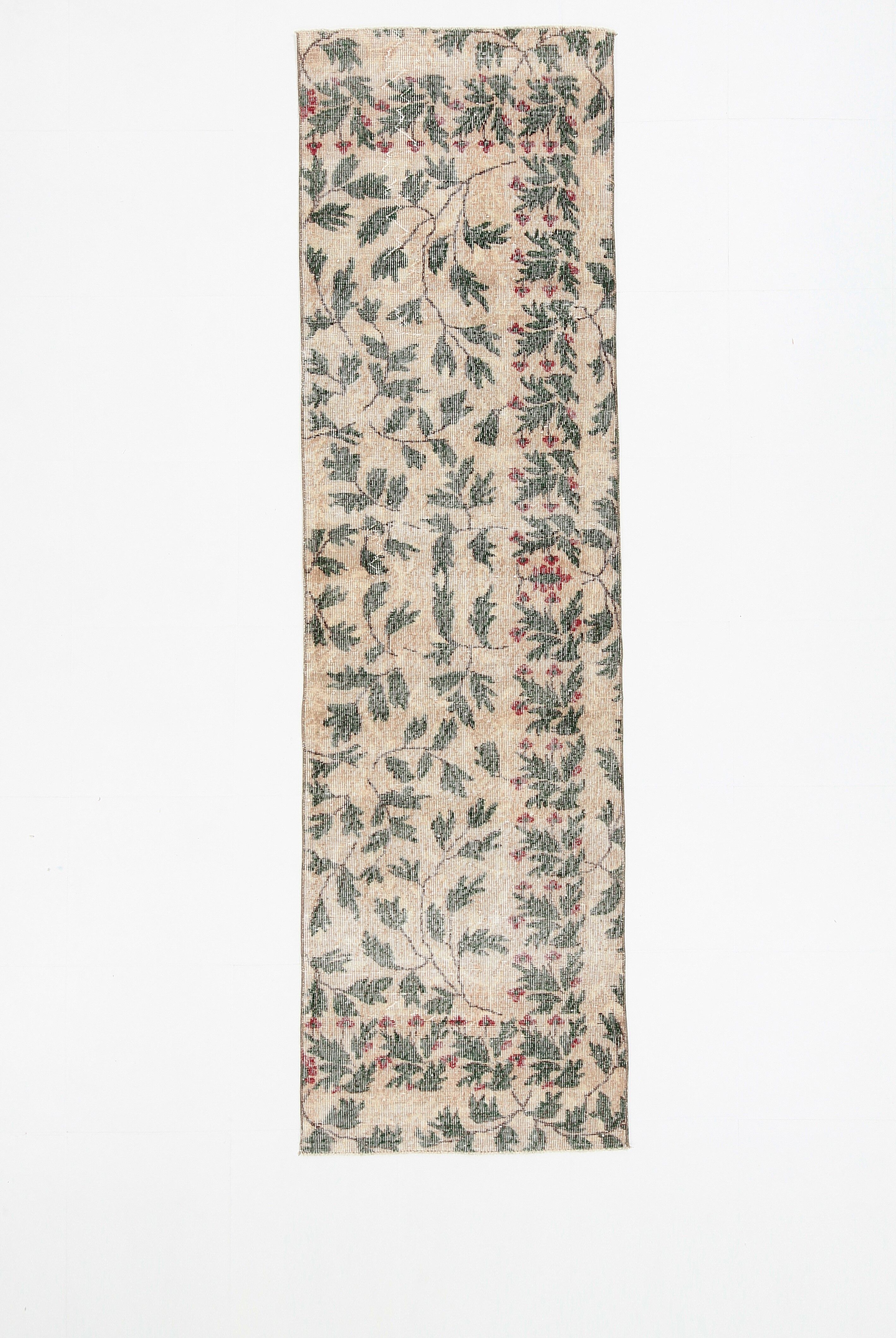 2x9 Vintage Floral Runner Rug, 77x271Cm