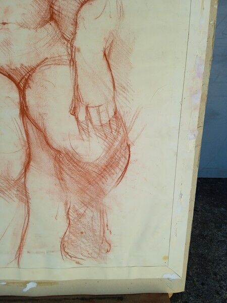 Drawing sanguine study nude female 67/50cm 1950