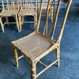 Set of 6 rattan chairs with cannate seats