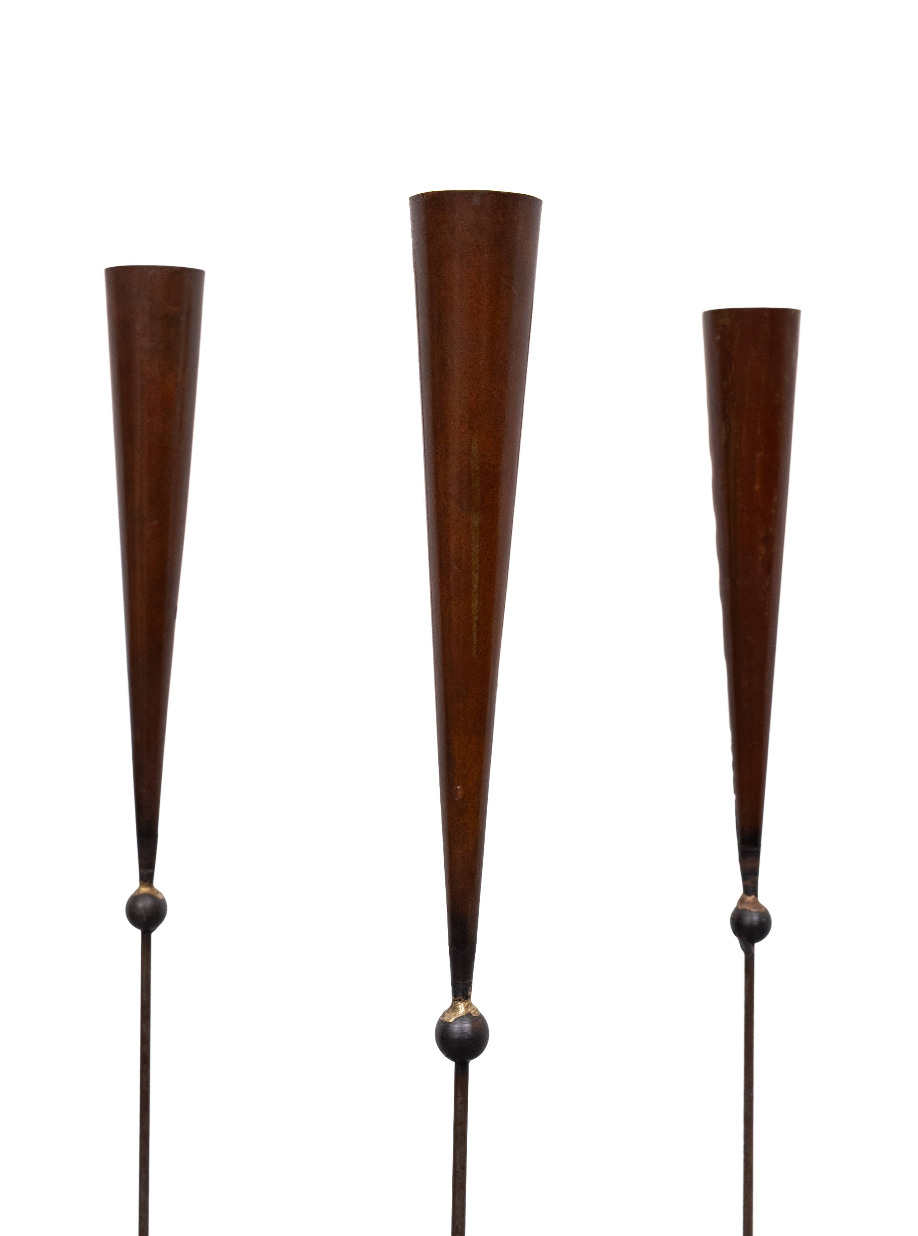 Pieter Spruyt handmade Brass 3 Brutalist Torchères