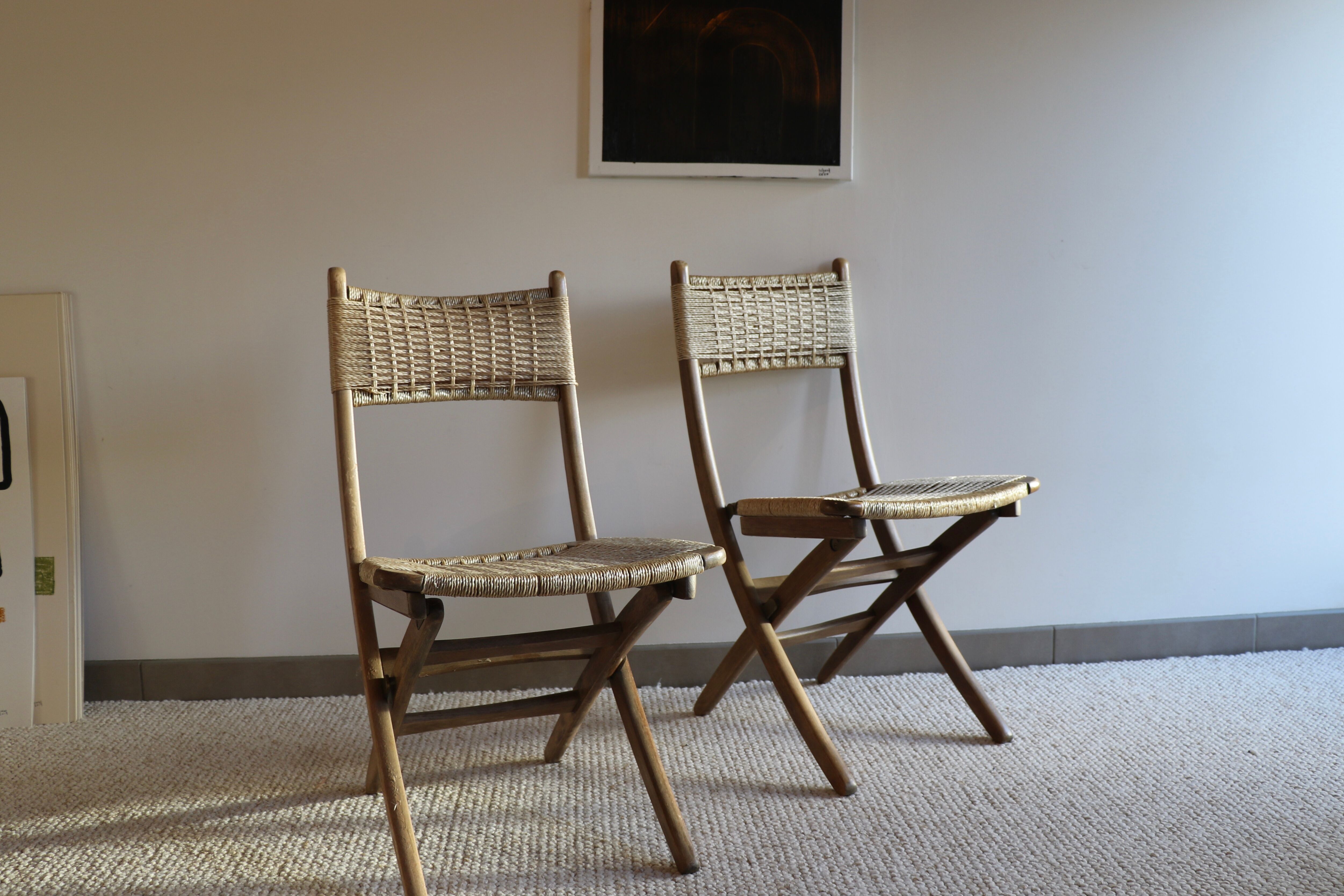 Danish style wooden chairs and braided rope