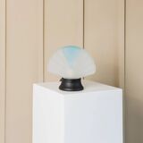 Murano Glass Shell Table Lamp in White with Blue Accent – Italian 1980s Vintage Space Age Design