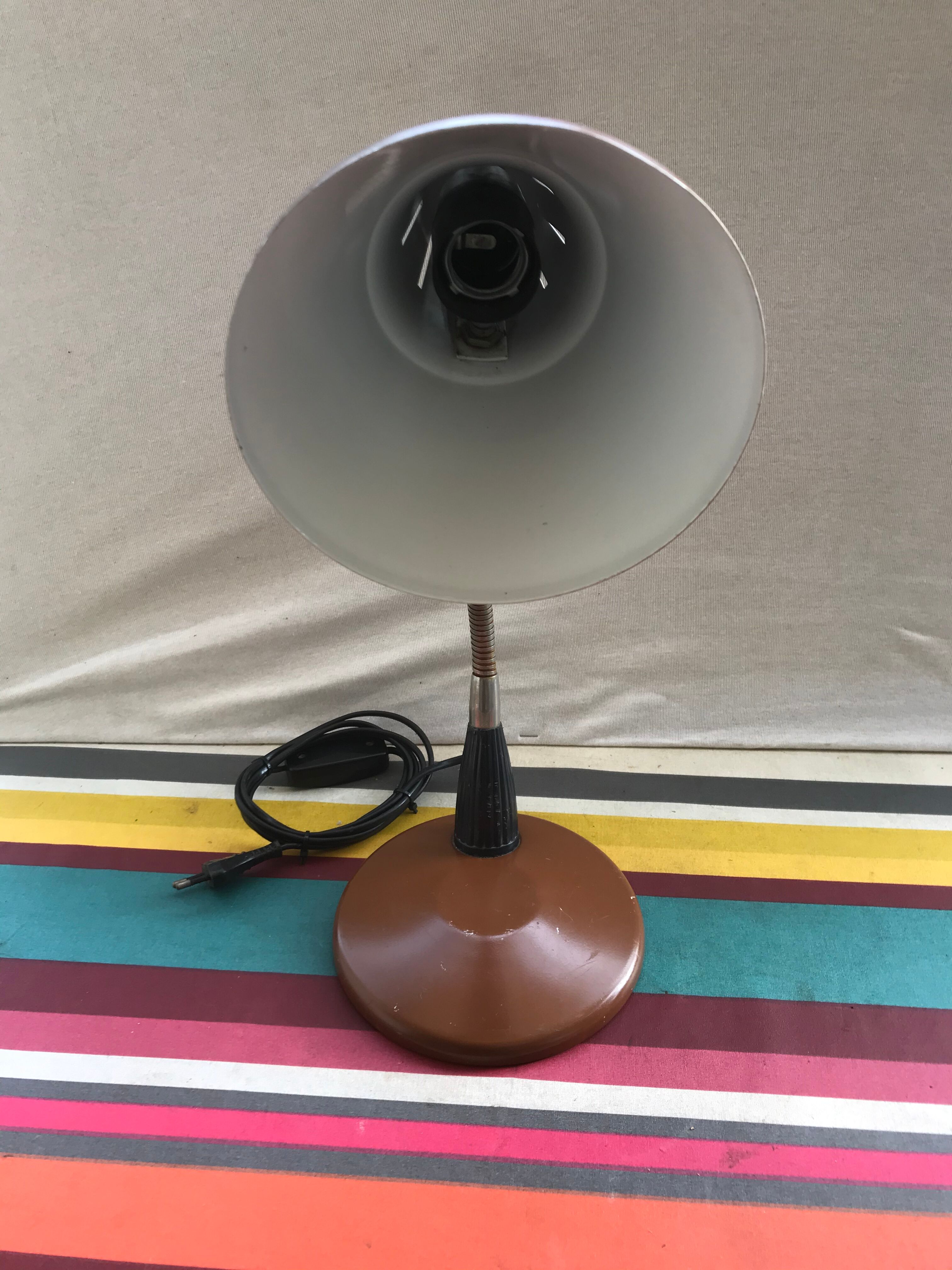 Office lamp workshop metal brown - flexible arms chrome 70vintage