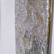 Pair of brass and crystal appliques by Carl Fagerlund for Orrefors