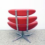 Paul Volther 'Corona Chair' with Ottoman, 1990s Replica in Leather