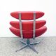 Paul Volther 'Corona Chair' with Ottoman, 1990s Replica in Leather