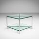 Two-tier glass side table with aluminium frame