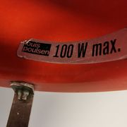 Older ph 4/3 hanging lamp, in white, with original orange suspension disk.