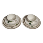 Service de petit déjeuner pour deux, tasses, sous-tasses et assettes, 24 cm