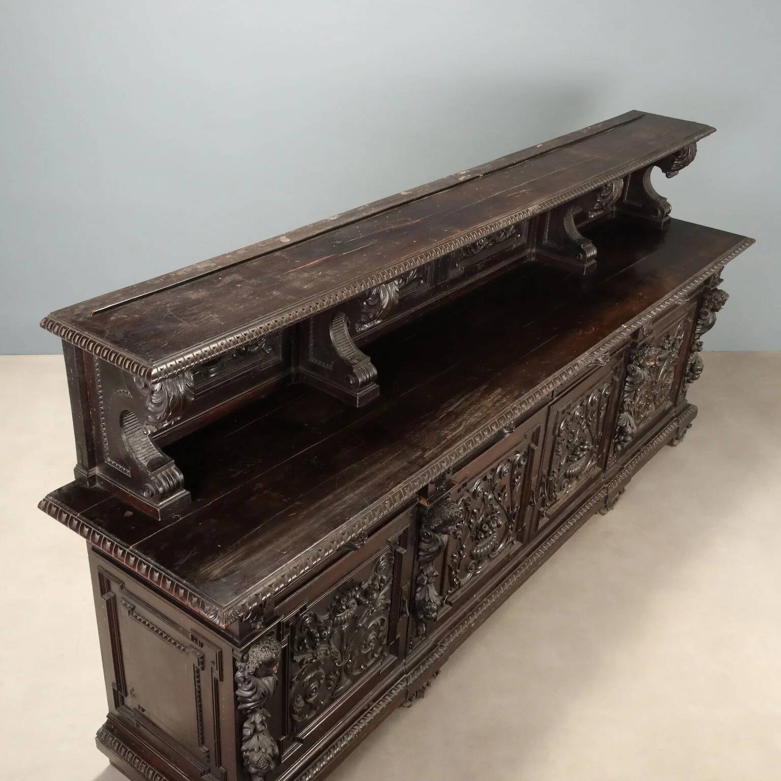 Antique neo-Renaissance walnut buffet, Italy, 19th century