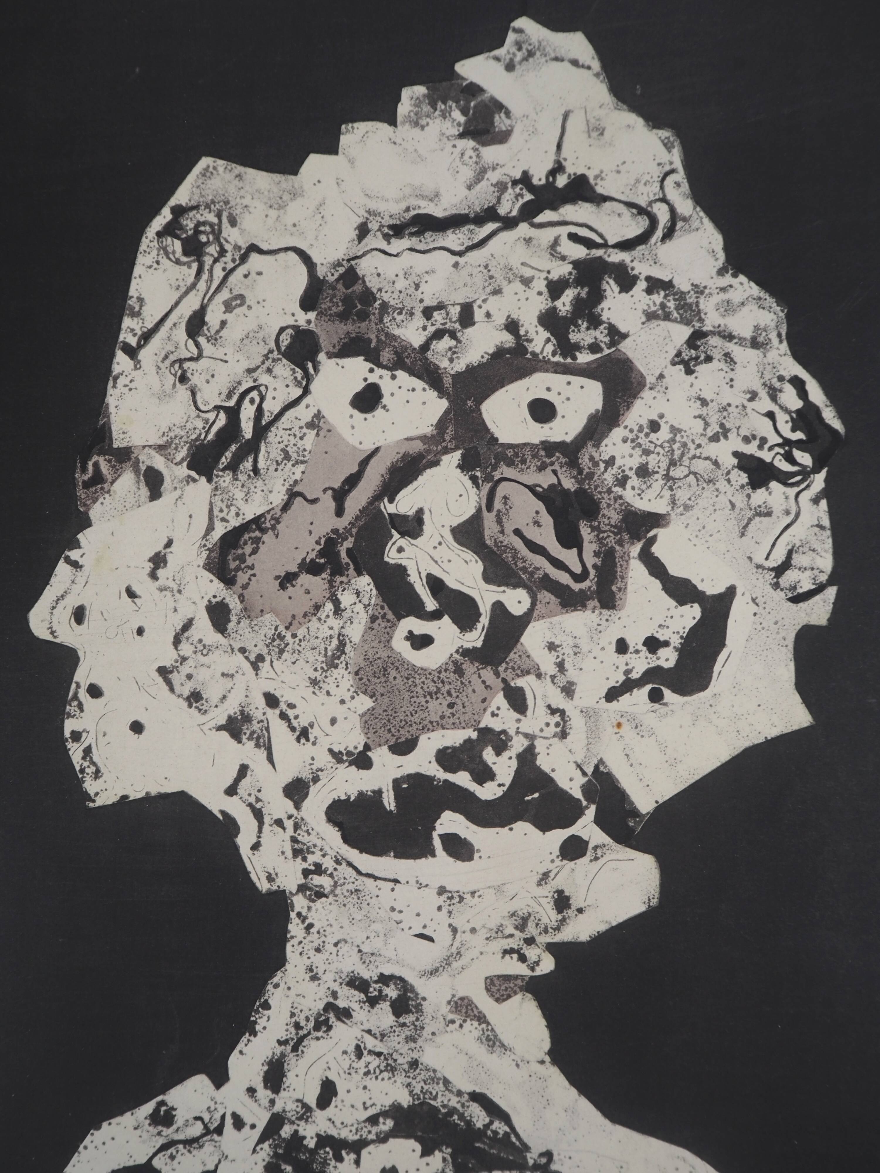 jean dubuffet: portrait - lithograph and stencil