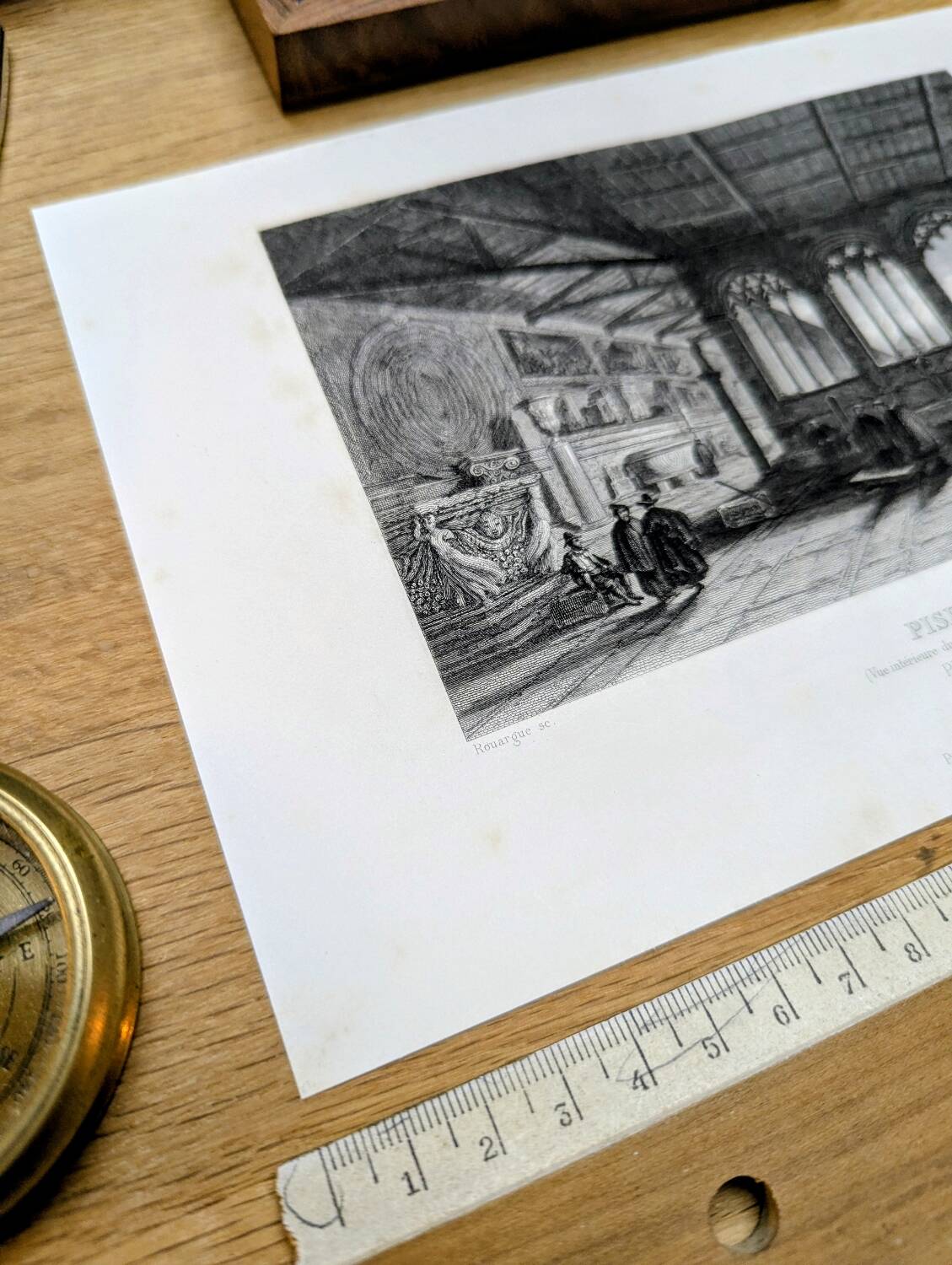 Camposanto, Pisa, old engraving, printed in 1841.