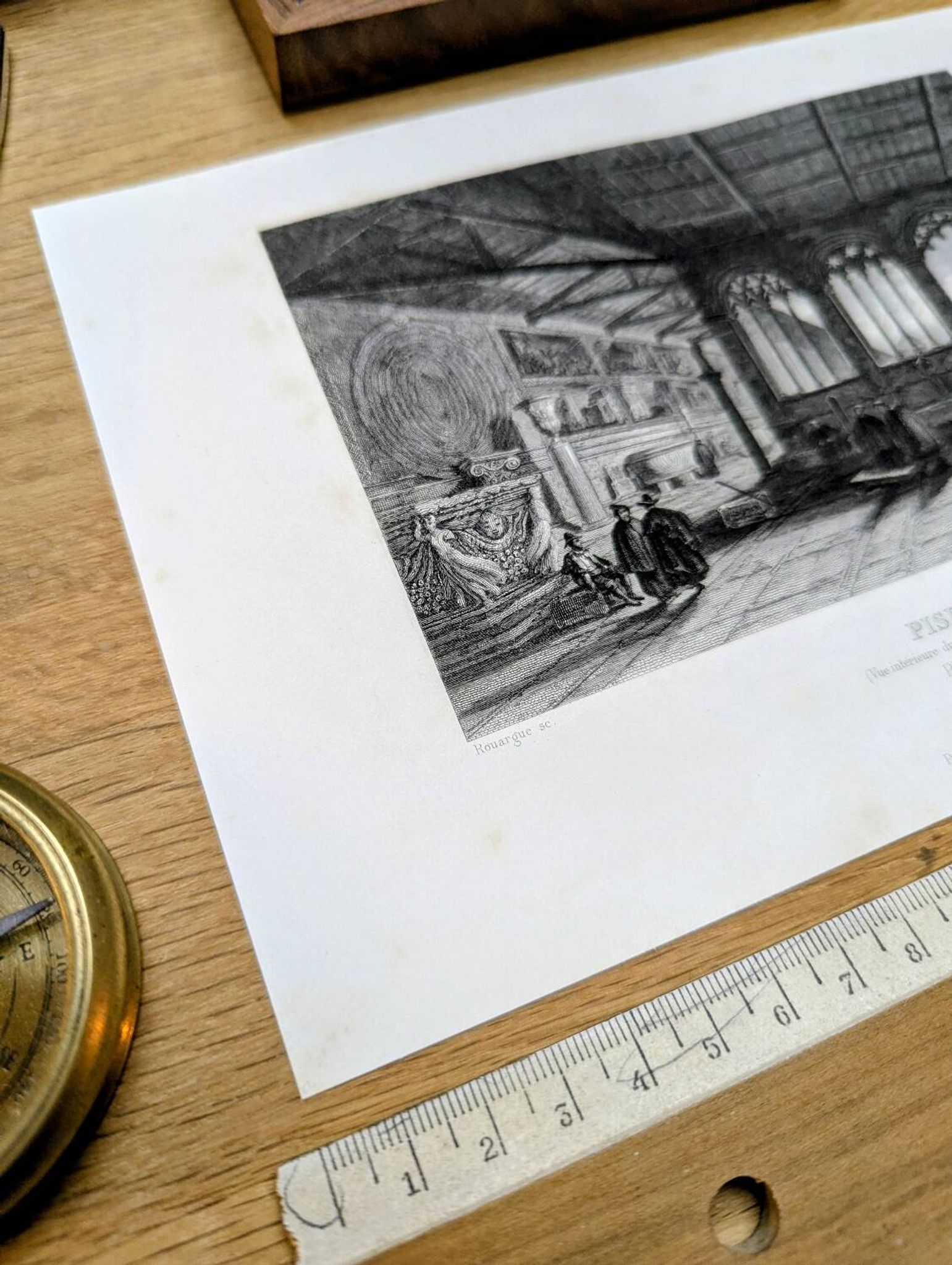 Camposanto, Pise, gravure ancienne, imprimée en 1841.
