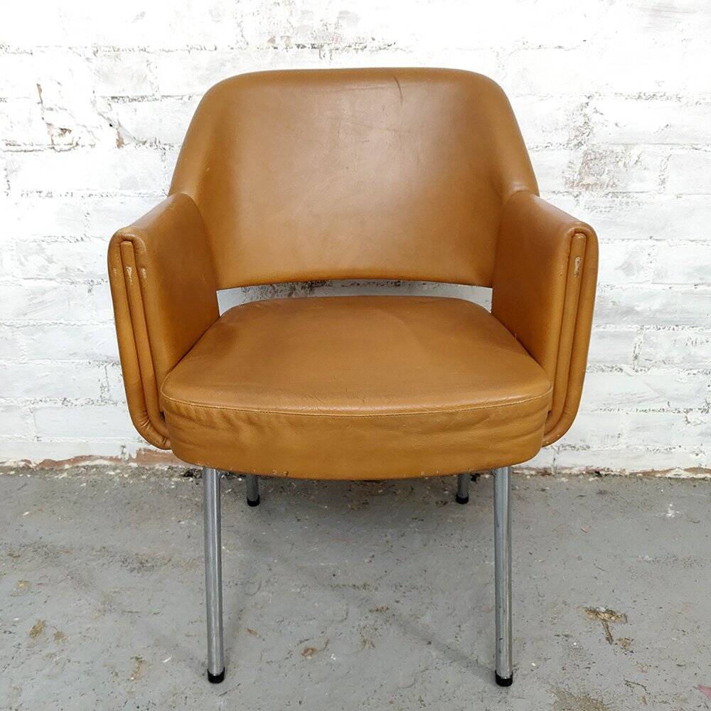 Deauville Leather Armchairs by Marc and Pierre Simon for Airborne, 1960s