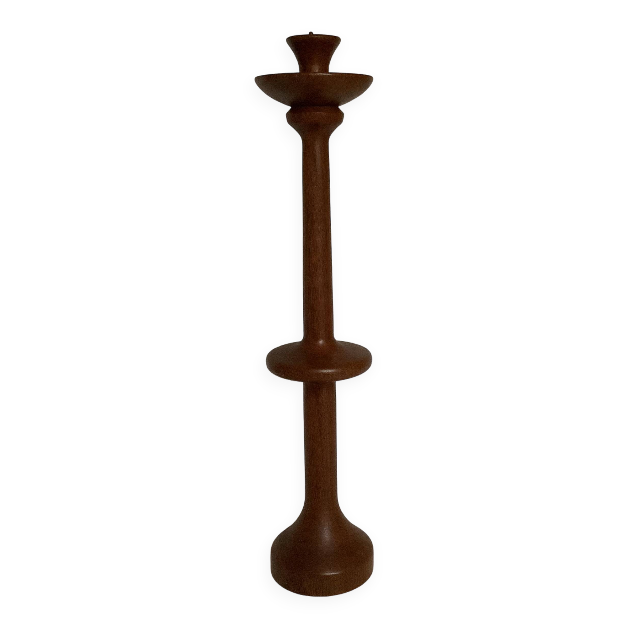 Large Scandinavian teak wood candle holder
