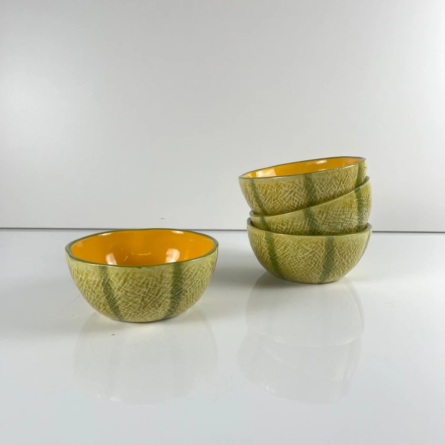 Melon service in earthenware for 4 people, 20th century