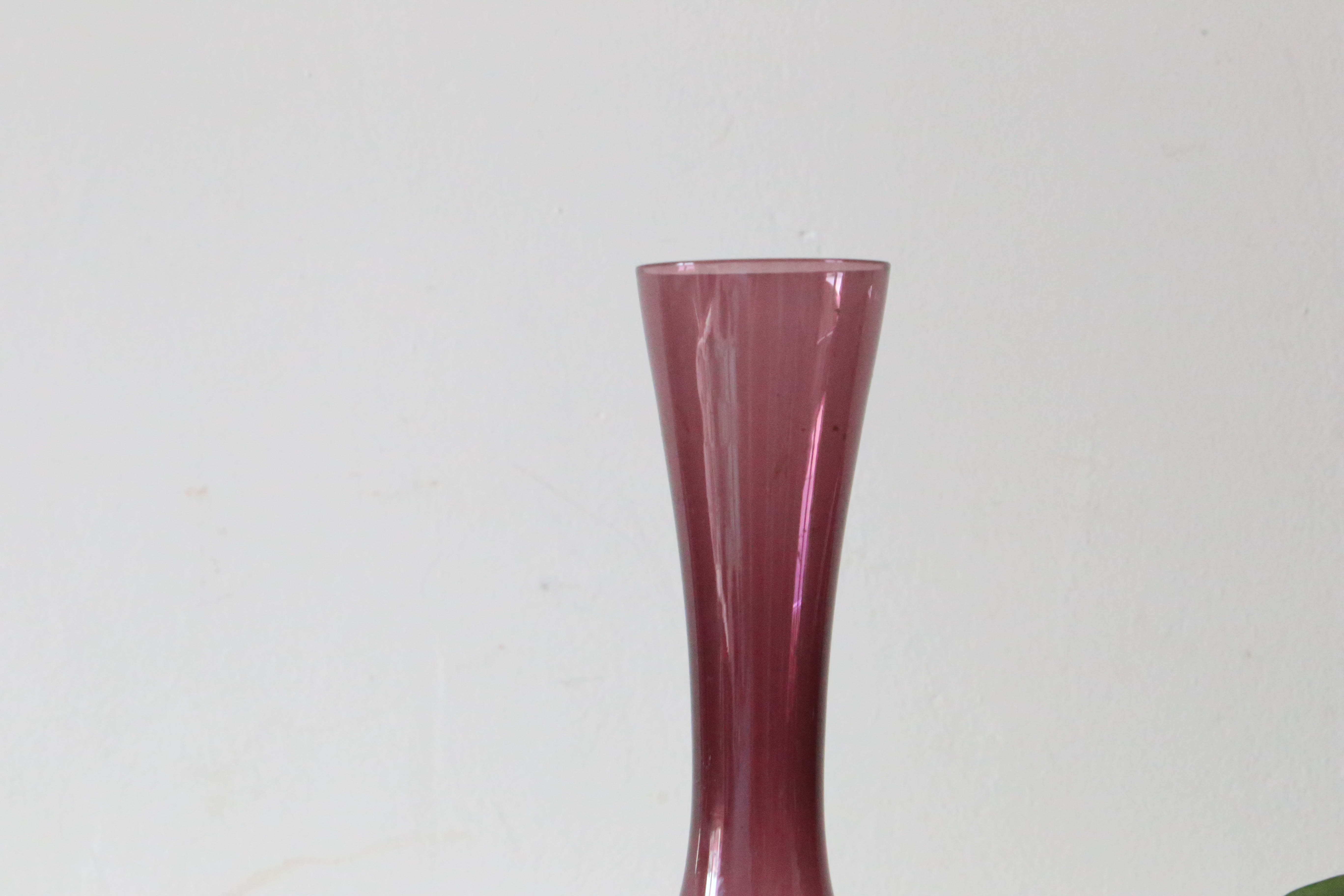 Vase in purple and transparent opaline, vintage