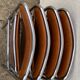 4 folding chairs chromed metal and Skaï fawn 1970