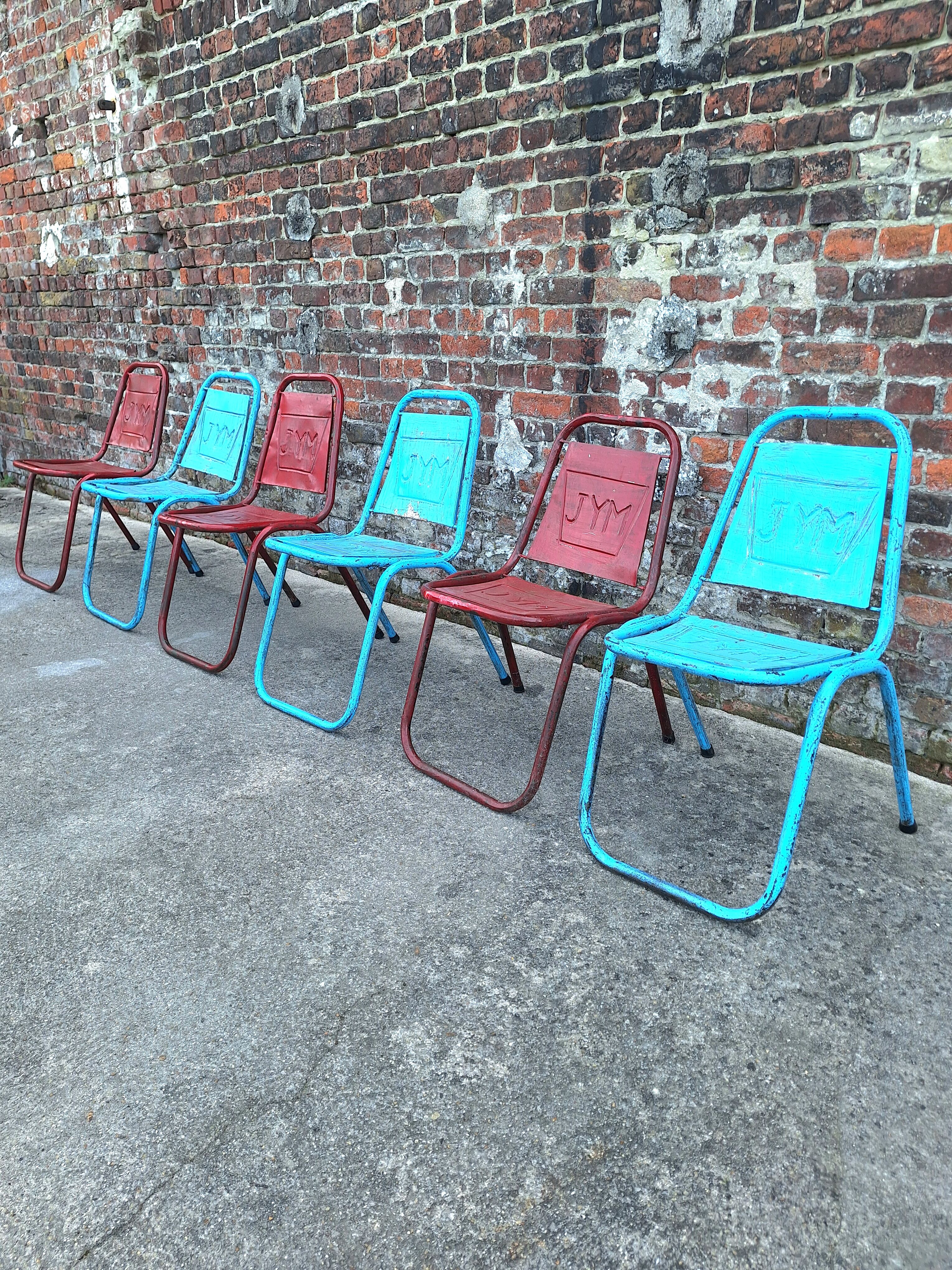Lot de 6 chaises vintage JYM, meubles sièges industriels