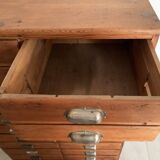 Ancien meuble de métier d'apothicaire en bois vintage 24 tiroirs.