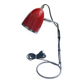 Desk, table lamp in red metal and silver vintage 1970