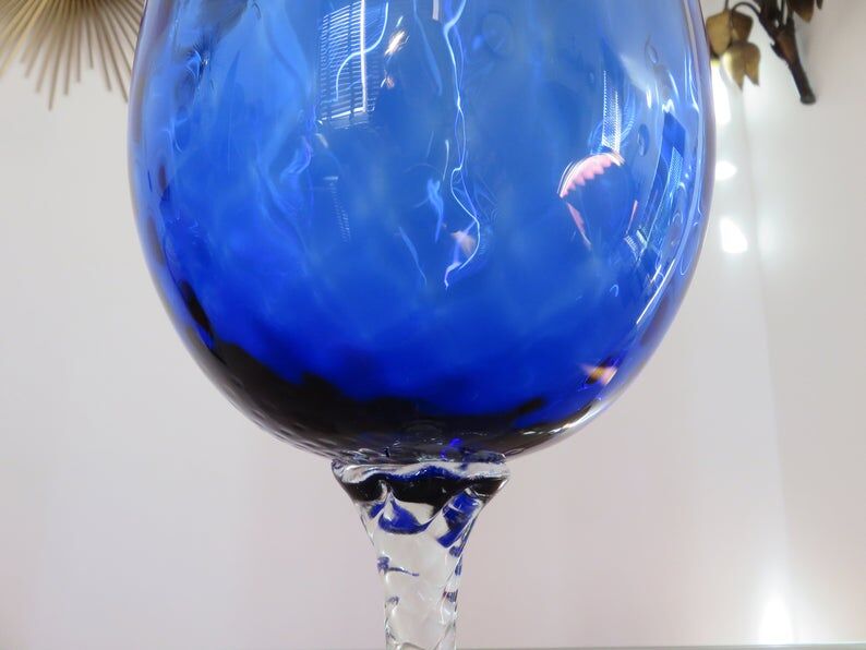 Italy vase in textured blue glass 70s