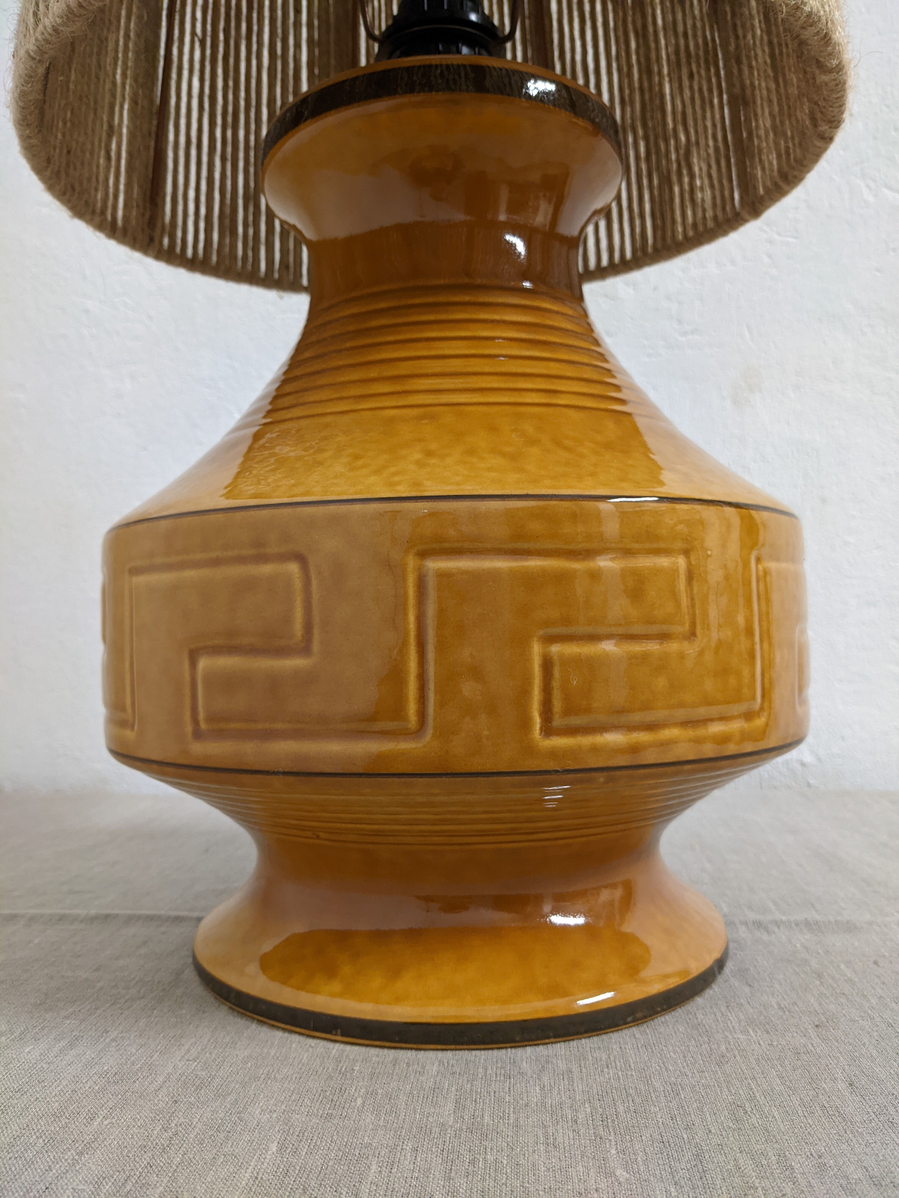 Vintage ceramic lamp and jute rope