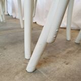 Set of 4 Vintage Thonet Style Dining Chairs: White Wood & Cane