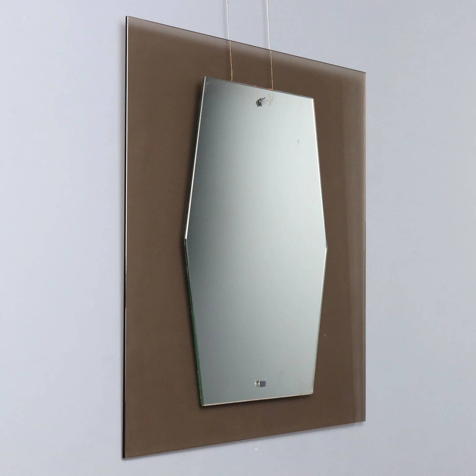 Vintage smoked glass mirror, Italian design, 1960s.