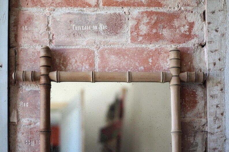 Miroir bois imitation bambou, miroir ancien, miroir à suspendre, déco intérieur