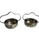 Art Deco pair of basket-shaped bowls with handles, silver-plated, circa 1940.