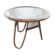 Table rotin et verre vintage