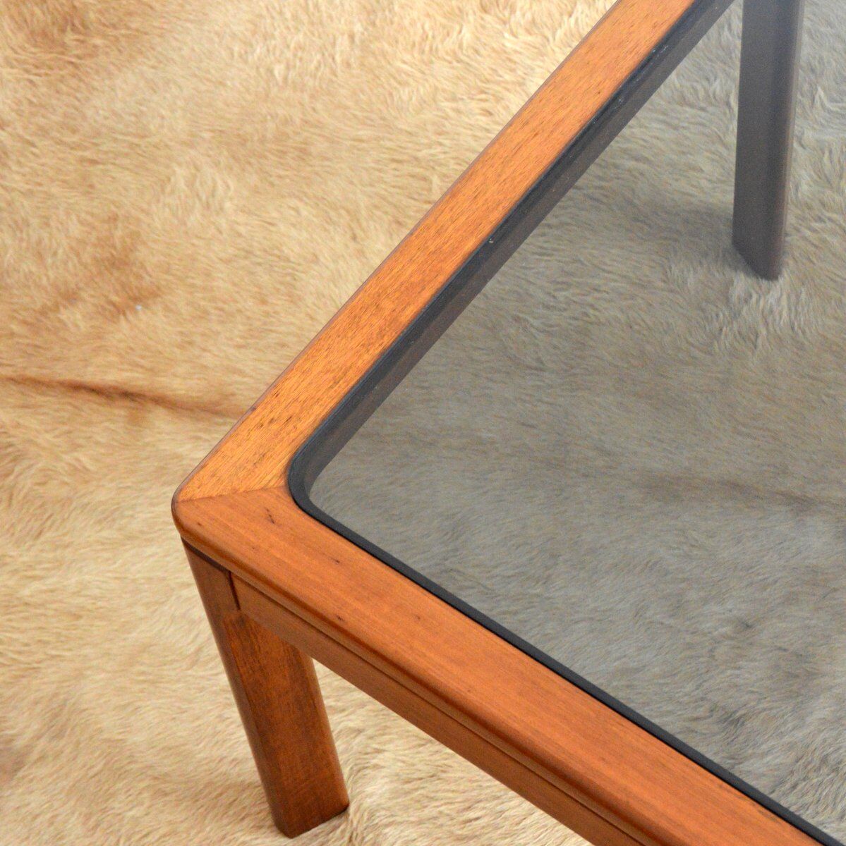 Scandinavian teak and glass coffee table 1970s