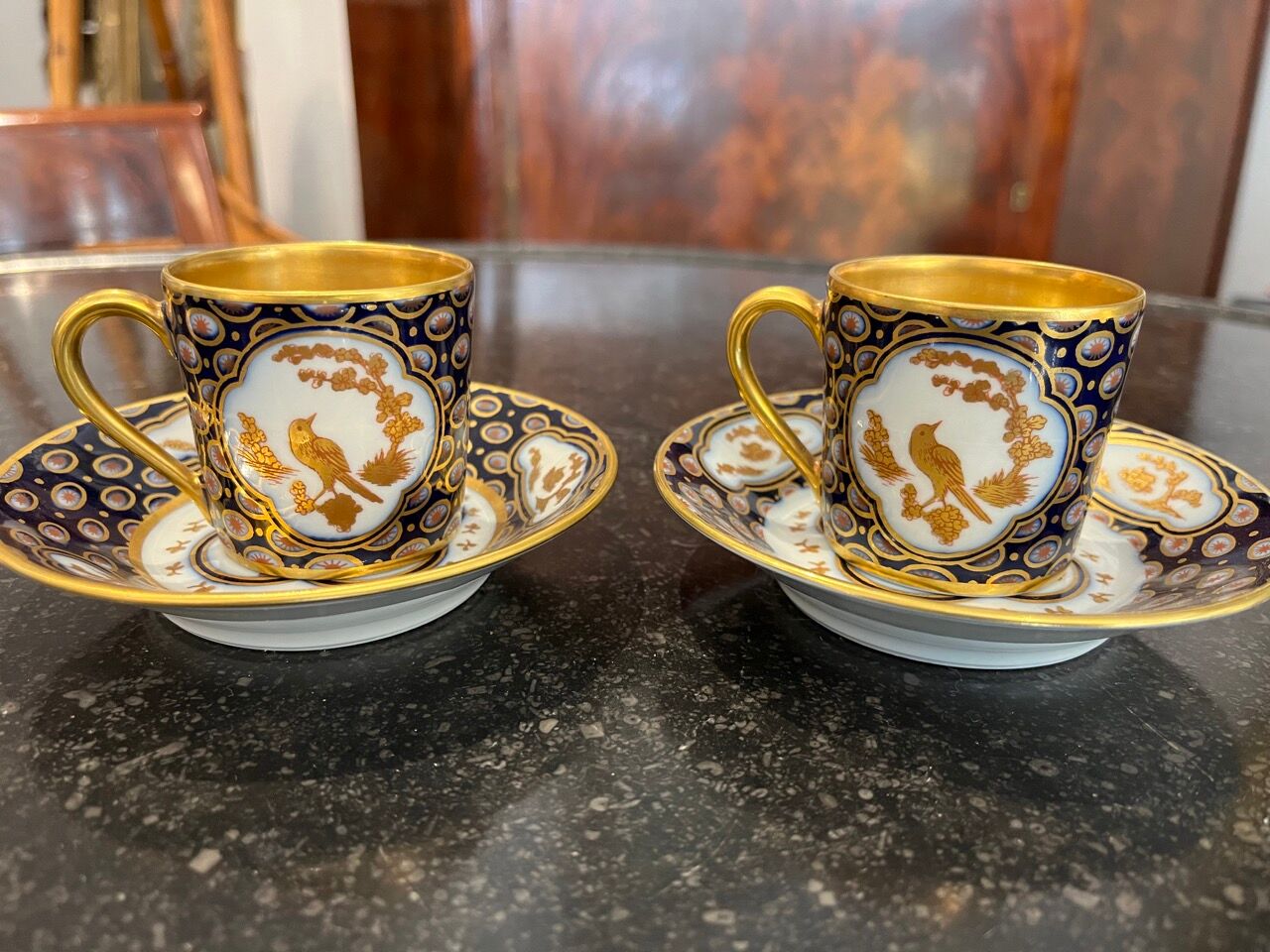 Pair of bird bernardaud cups