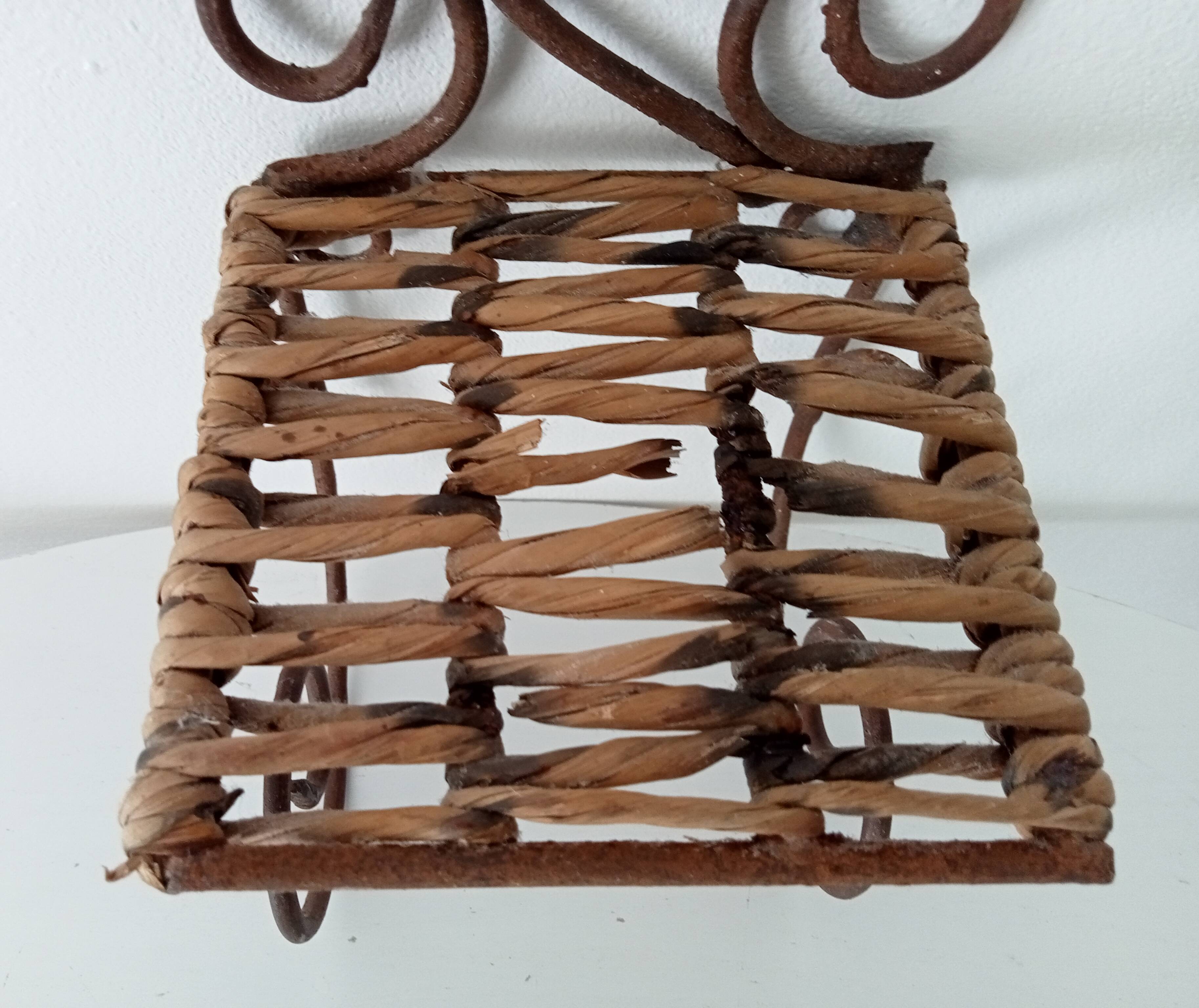 Antique wrought iron wall shelf