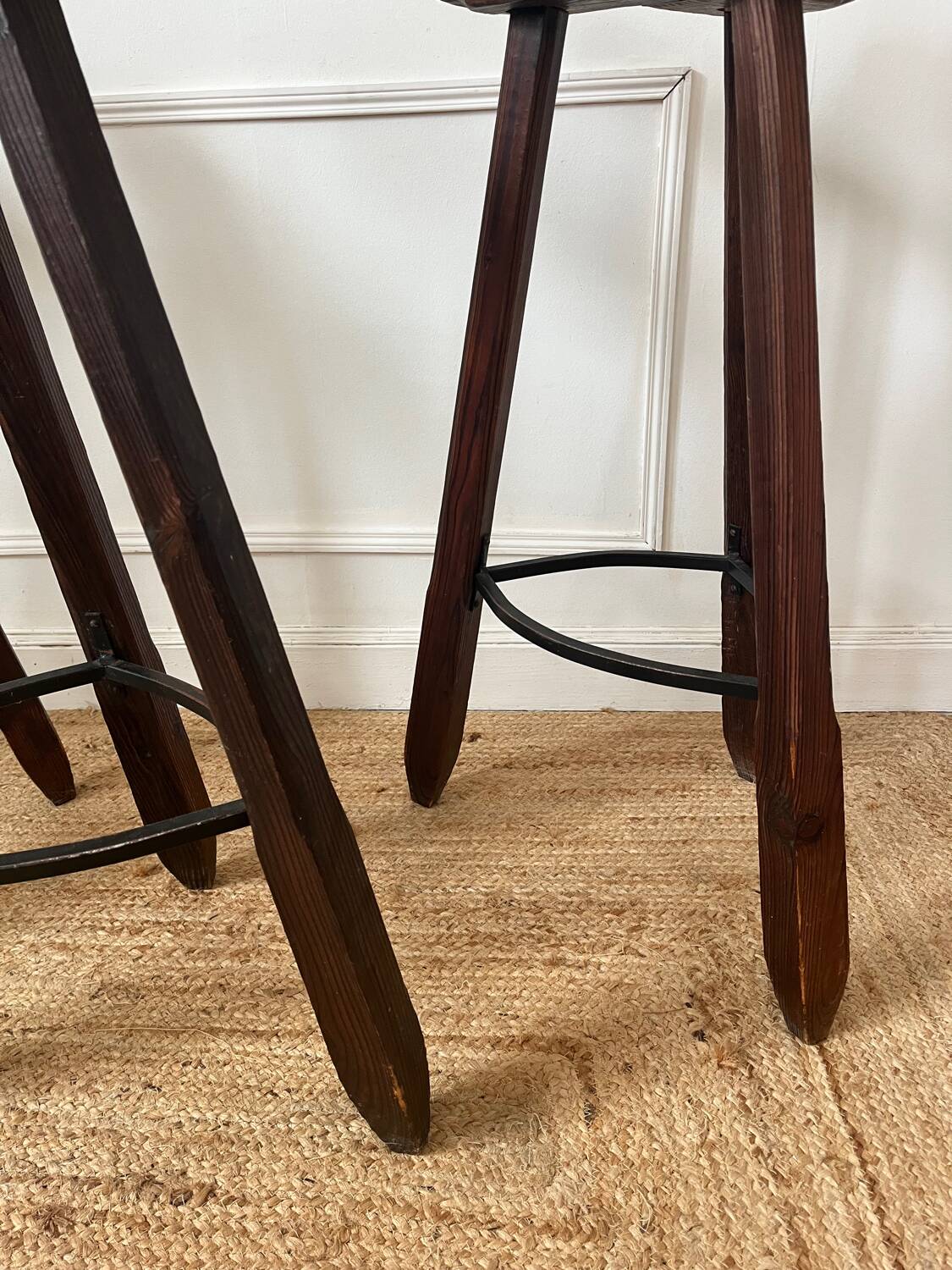 Set of three brutalist bar stools