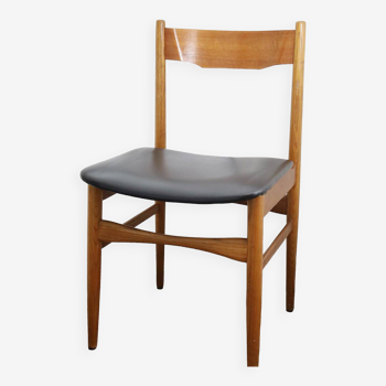 Scandinavian style chair in teak and skaï