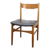 Chaise style scandinave en teck et skaï