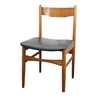 Scandinavian style chair in teak and skaï