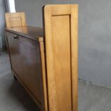 Light wood wall-mounted secretary from the 60s