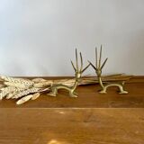 Pair of brass antelopes