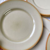 9 assiettes en grès beige tulowice mid century