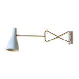 Original 1950s light blue & brass metal Swing Wall Light Made by Cosack, Germany