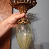 Luminaire globe verre ouraline ancien Art nouveau fin 19e début 20e siècle