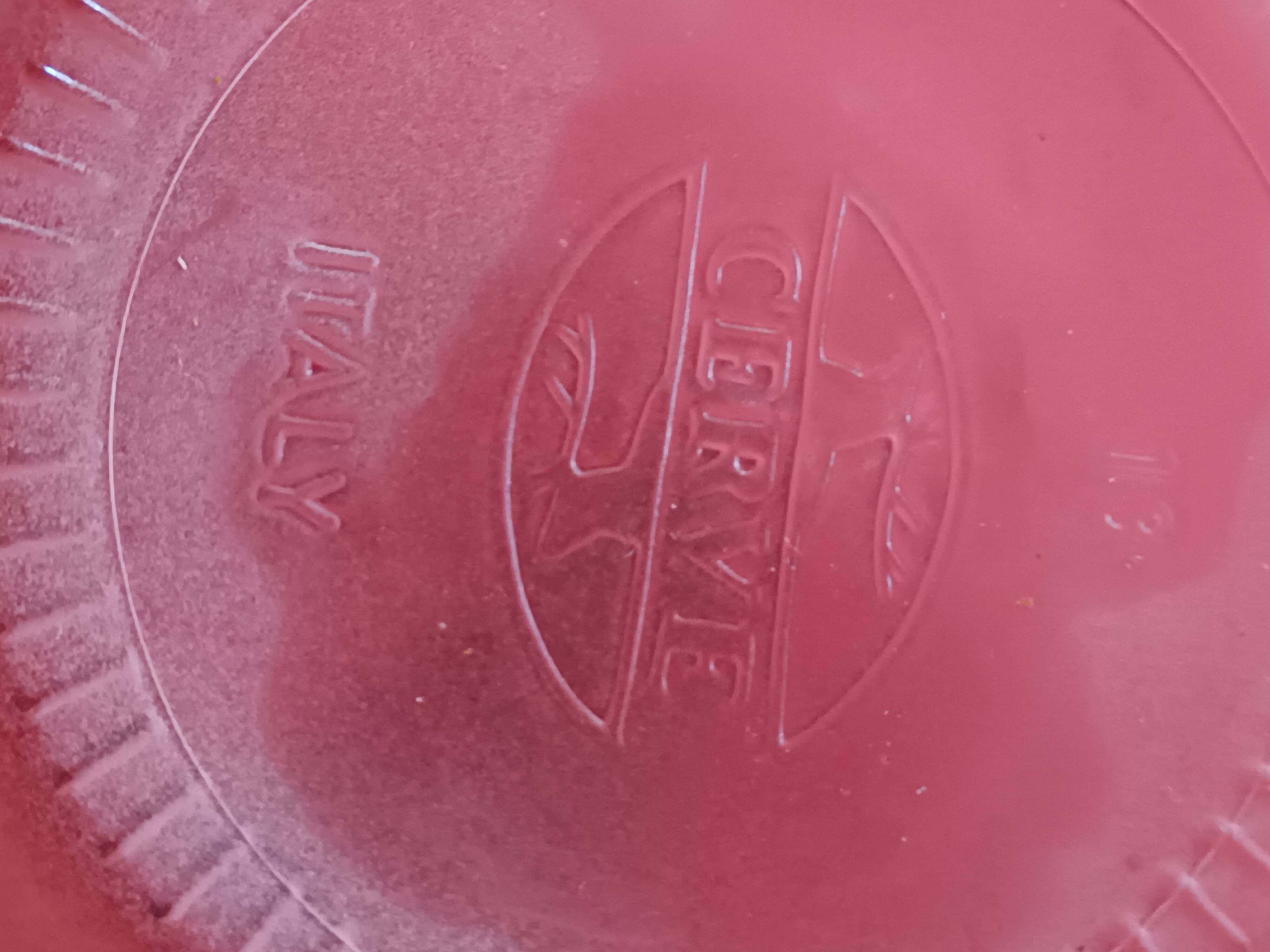 Cervé vintage red frosted glass orangeade set with fruit decoration